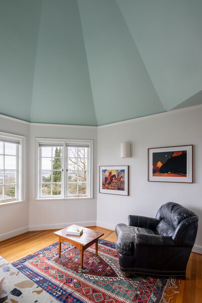 The third floor has extra tall, vaulted ceilings.