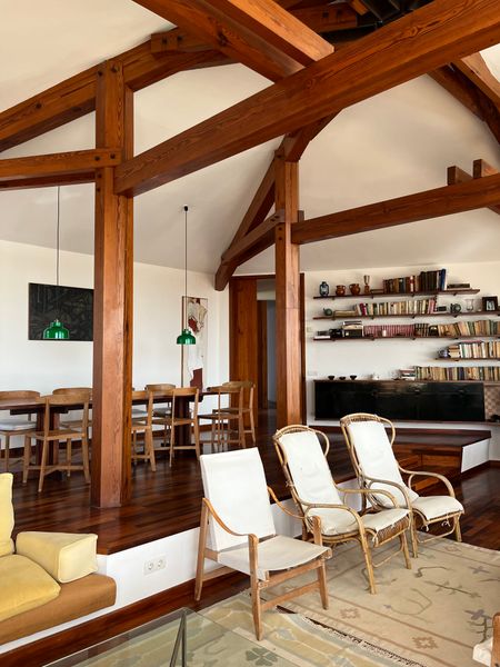 Before: The goal of the renovation, undertaken by Rumeu and his cousin, the owner, was to be minimally invasive to the original hexagon structure, with the exposed woodwork and built-ins.