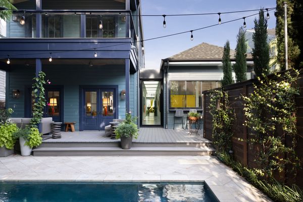 The couple added a backyard pool early in the renovation process.