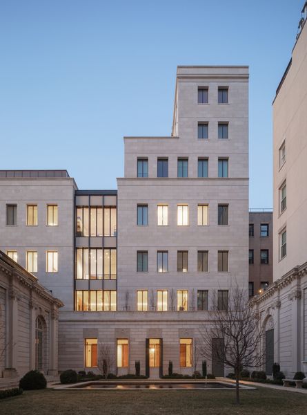 The facade of the building, new and old, as seen from East 70th street. The reworking included 27,000 square feet of additional space and repurposed 60,000 square feet of existing space.