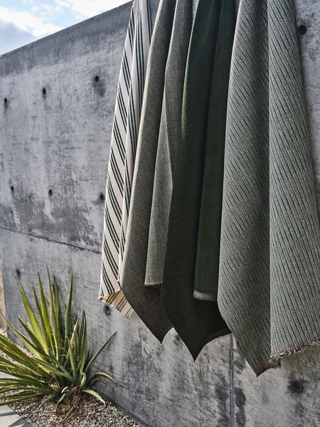 The six new fabric qualities in Perennial’s Down to Earth Collection—Shadow Stripe,Two Step, Common Ground, Comfort Zone, Fresh Air, and Sheer Joy—are all rooted in nature-inspired hues.