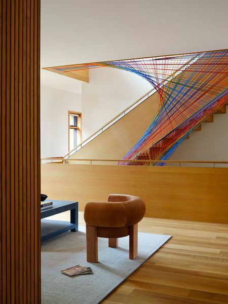 Viewed from the living area, the net adds a bit of restrained whimsy.